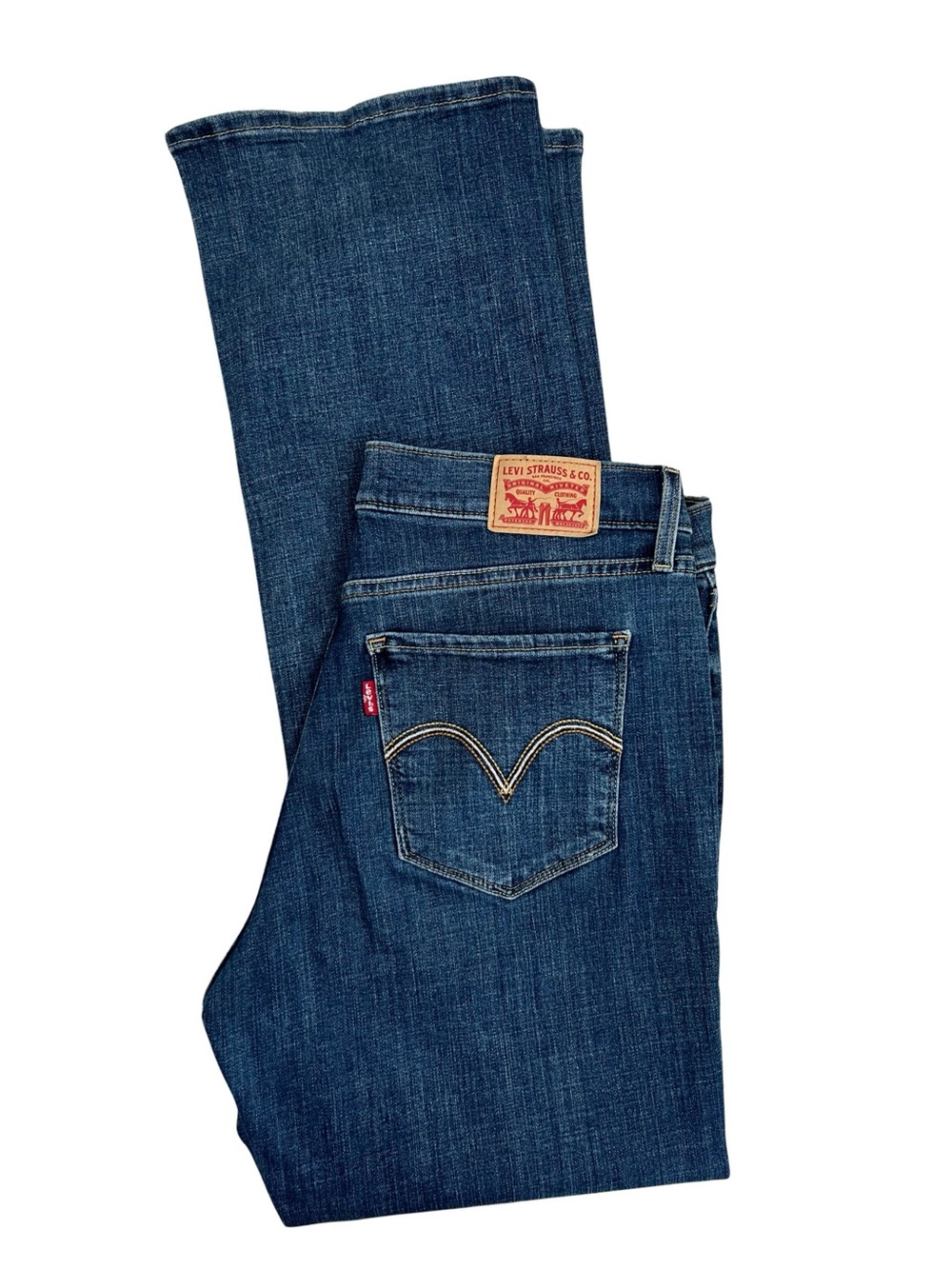 Levi's Womens Classic Bootcut Jeans Size 8  Blue Stretch Embroidered Pockets